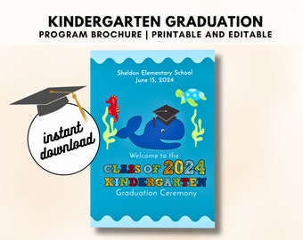 Kindergarten Graduation Program Under the Sea Theme Whales, Turtle, Seahorse, Editable Text, INSTANT DOWNLOAD