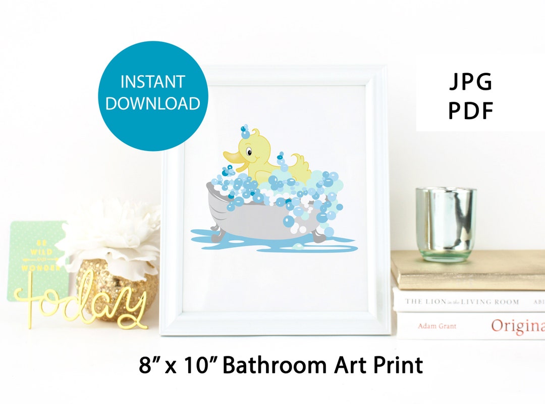 Duck Bathroom Printable Wall Art Rubber Duckie Kids Bathroom Etsy