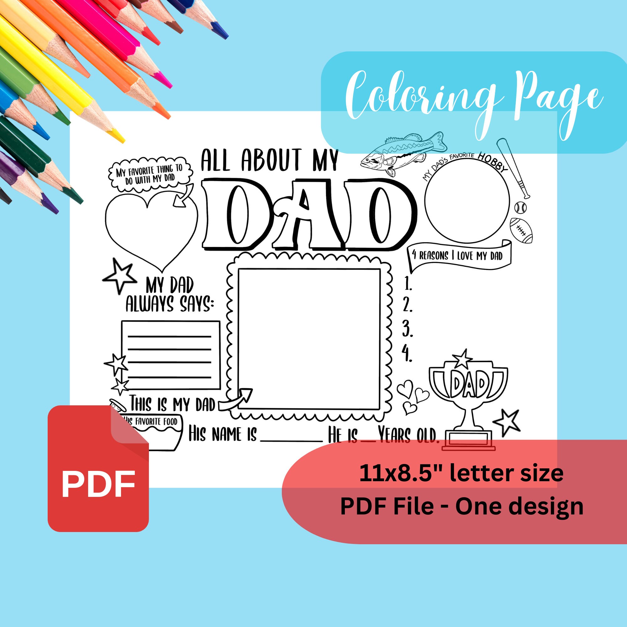 All About Dad Father's Day Coloring Page, Printable PDF Dad ...