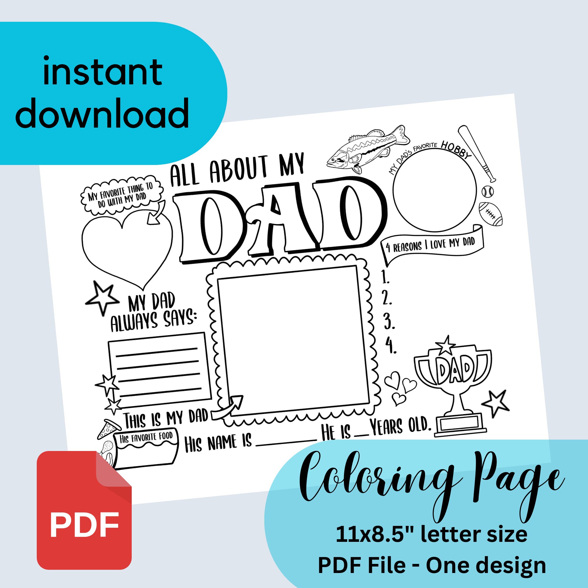 All About Dad Father's Day Coloring Page, Printable PDF Dad ...