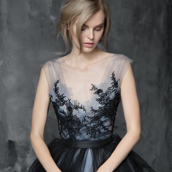 Black Lace Wedding Dress Etsy