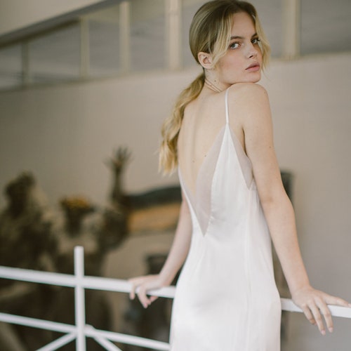 ivory slip wedding dress