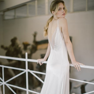 Ivory slip wedding dress // Midnight Raindrops / Silk satin wedding gown, simple bridal gown, deep open back, bohemian summer wedding dress image 1