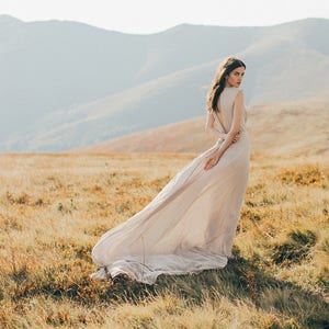 Silk wedding dress // Camille / Open back wedding gown, boho wedding dress, bohemian bridal gown, simple wedding dress, summer wedding dress