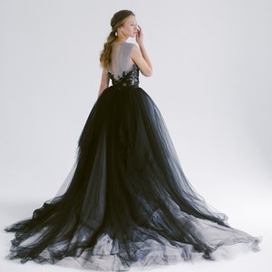 Black lace wedding dress // Calypso Nightfall / Tulle bridal gown, ball gown, bridal separates, embroidered lace wedding top, prom dress