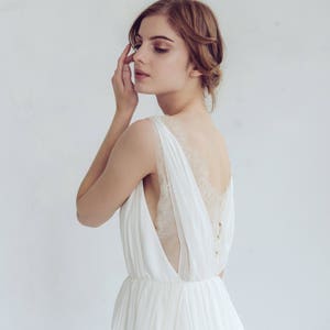 Silk wedding dress // Amalthea / Lace wedding gown, summer wedding dress, bohemian wedding, boho style dress, open back bridal gown image 1