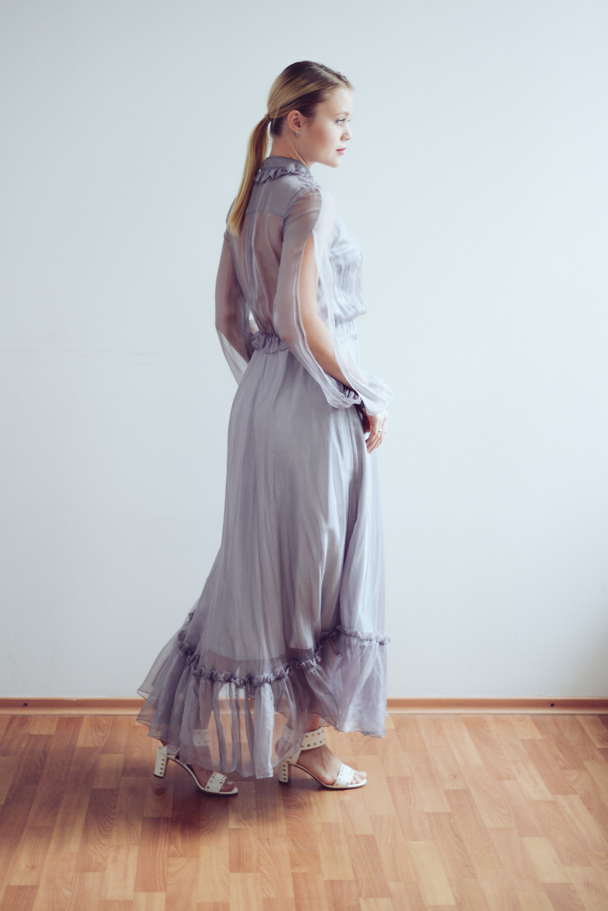 Stunning Purple Straps Glitter Long Evening Party Dress, DP2864