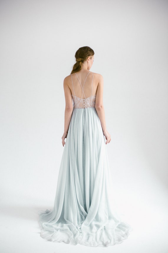 open back silk wedding dress