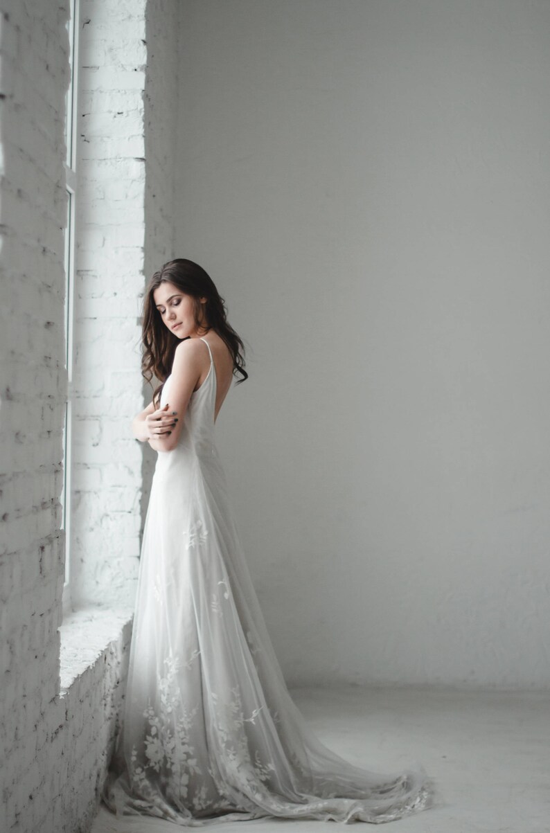 Silk Wedding Dress with Lace