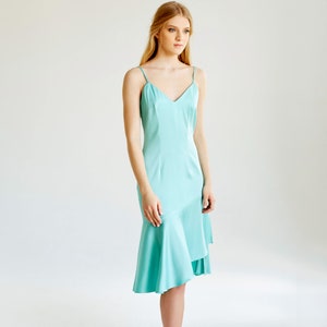 Turquoise summer dress, party dress, bridesmaid dress, slip dress, knee length evening dress, cocktail dress, Ready to ship image 4