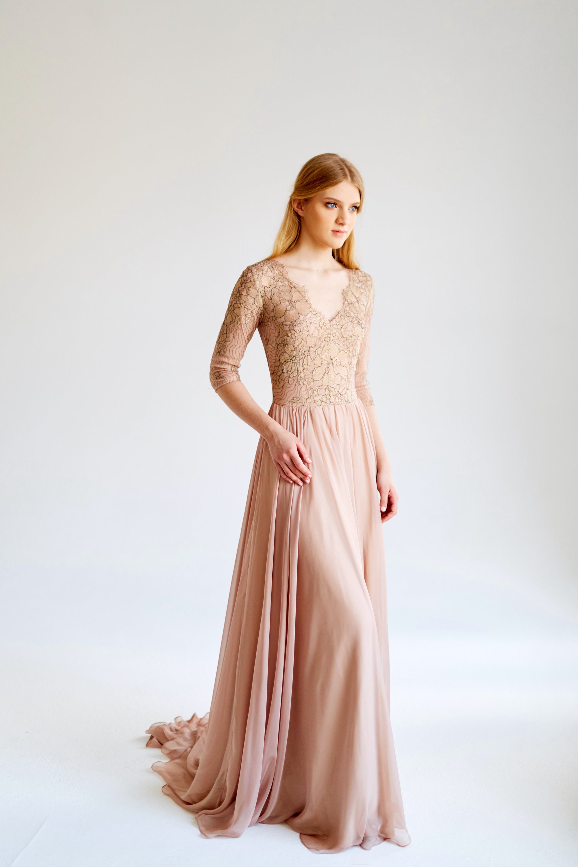 blush and gold dress