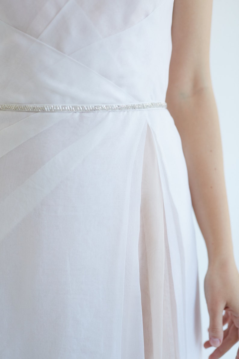 Organza silk wedding dress// September/ White wedding dress, silk bridal gown, slit wedding dress, modern wedding gown, simple wedding dress image 6