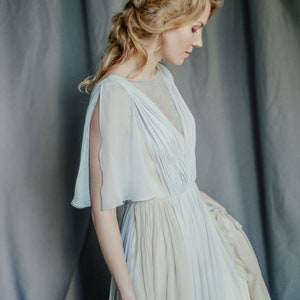Silk wedding dress // Whitney / Grey lace wedding gown, summer wedding dress, bohemian wedding, boho style dress, open back bridal gown image 3