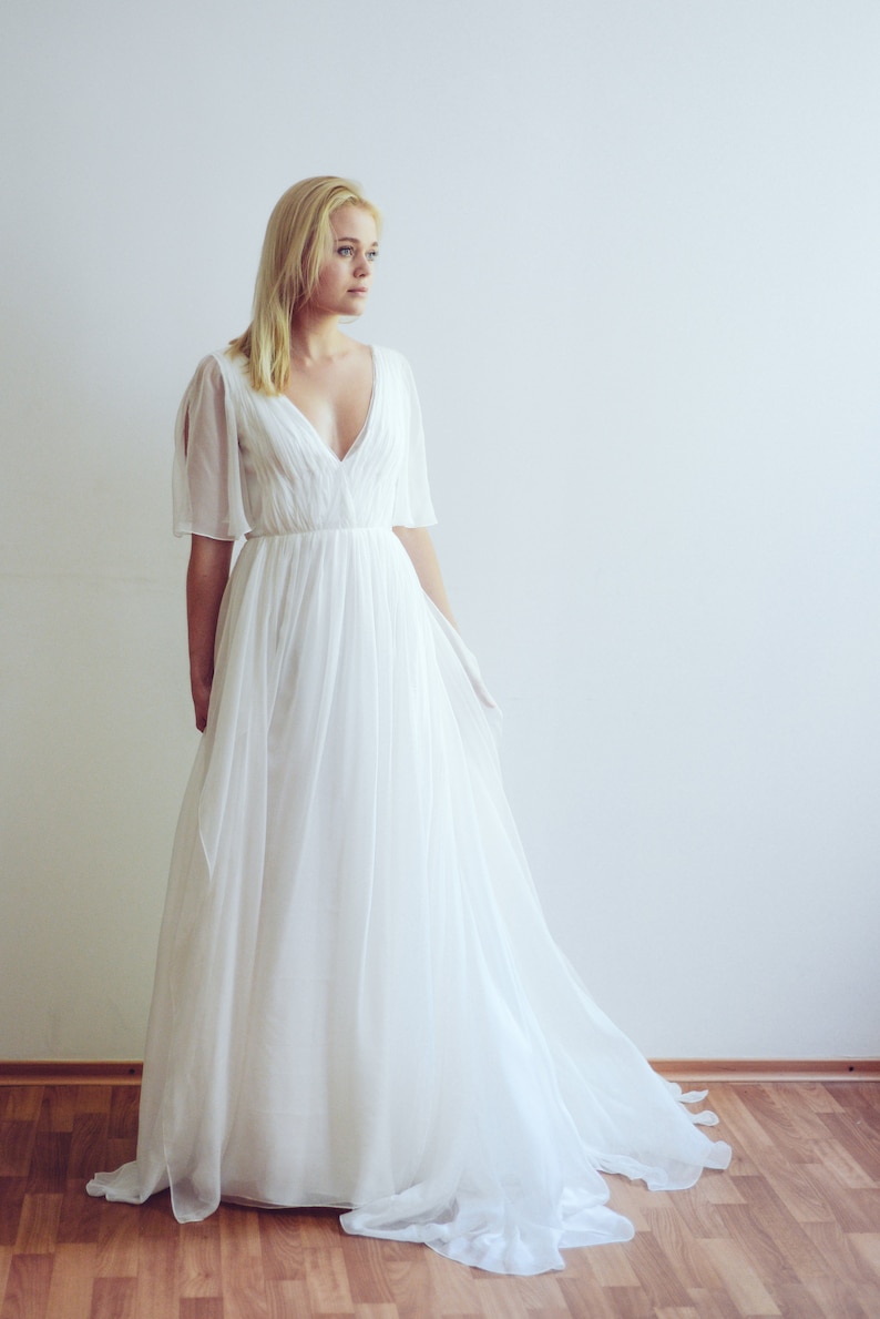 Silk wedding dress // Whitney / Ivory lace wedding gown, summer wedding dress, bohemian wedding, boho style dress, open back bridal gown image 9
