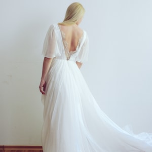 Silk wedding dress // Whitney / Ivory lace wedding gown, summer wedding dress, bohemian wedding, boho style dress, open back bridal gown image 6