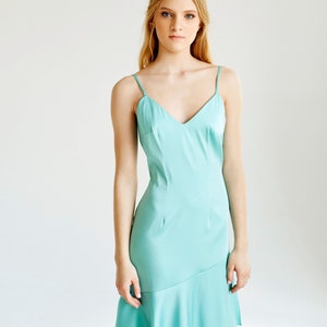 Turquoise summer dress, party dress, bridesmaid dress, slip dress, knee length evening dress, cocktail dress, Ready to ship image 3