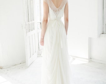 Free fitted silk wedding dress // Lili / Open back bohemian wedding dress, maternity bridal gown, slip wedding dress, bridal separates