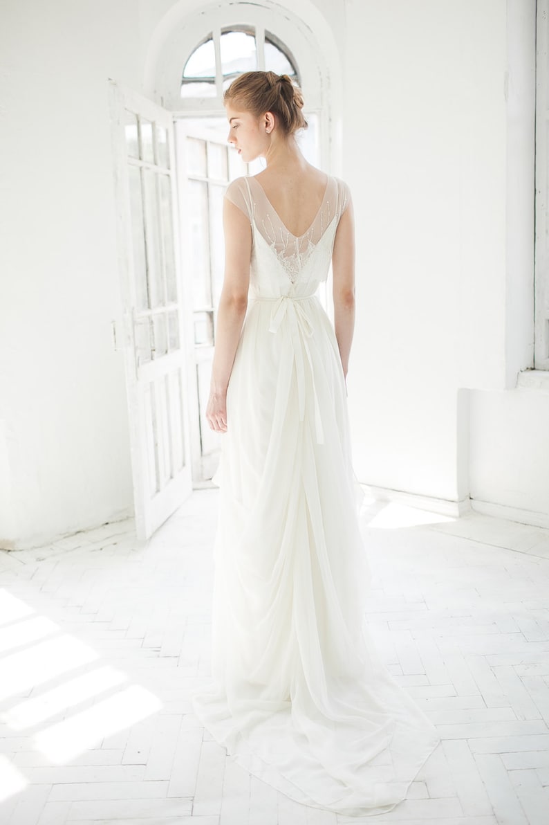 Free fitted silk wedding dress // Lili / Open back bohemian wedding dress, maternity bridal gown, slip wedding dress, bridal separates image 1