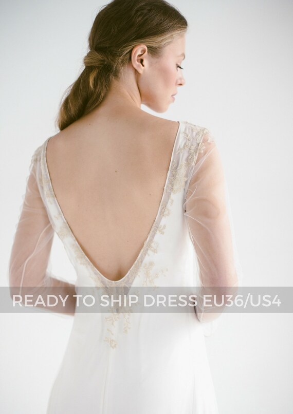 Sample Sale Lace Wedding Dress Edel Long Sleeve Ivory Bridal Etsy