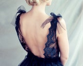 Black lace evening dress, Open back dress, LAST SAMPLE!