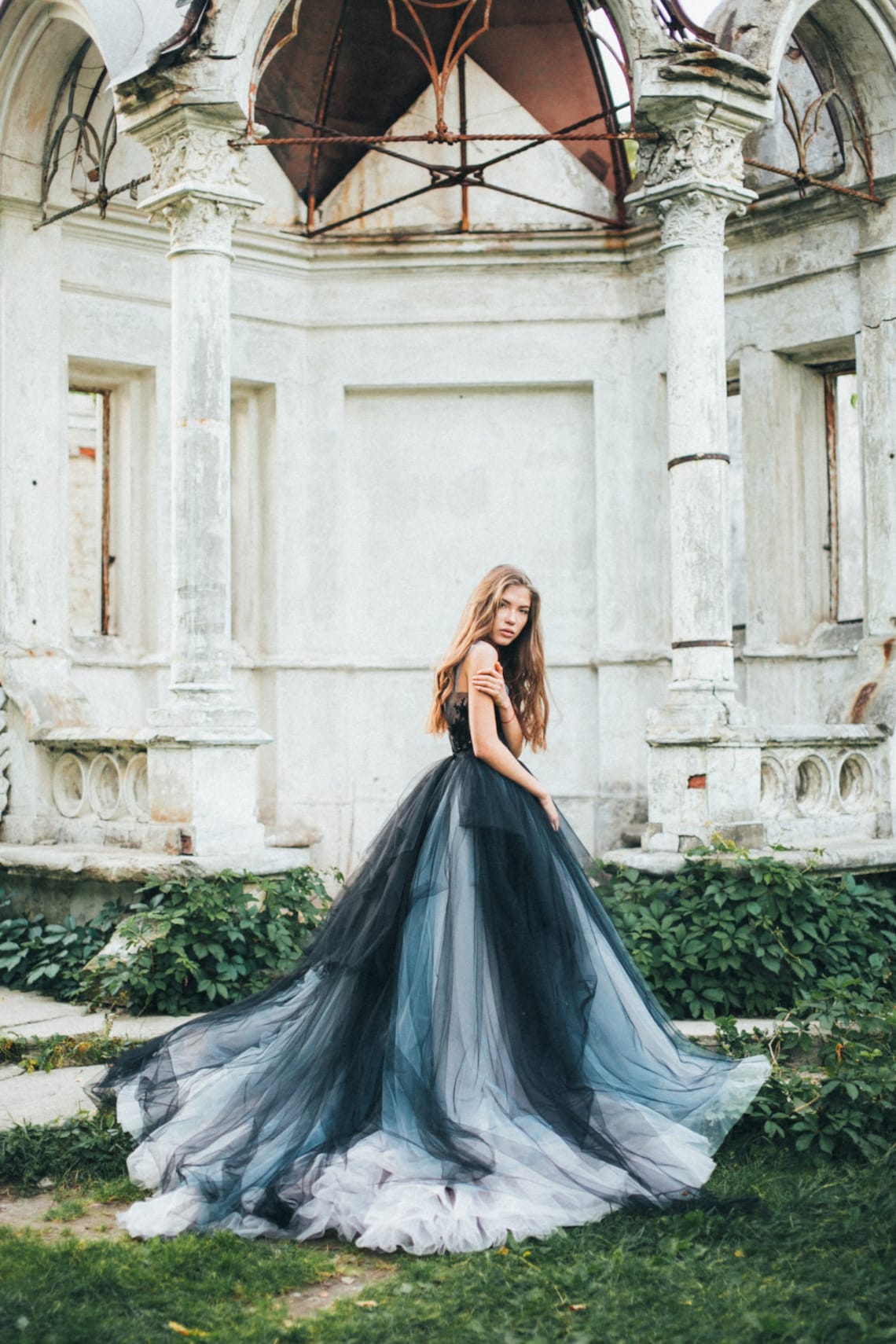 Tulle wedding dress // Calypso Nightfall/ Black bridal gown image 1