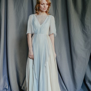 Silk wedding dress // Whitney / Grey lace wedding gown, summer wedding dress, bohemian wedding, boho style dress, open back bridal gown image 2