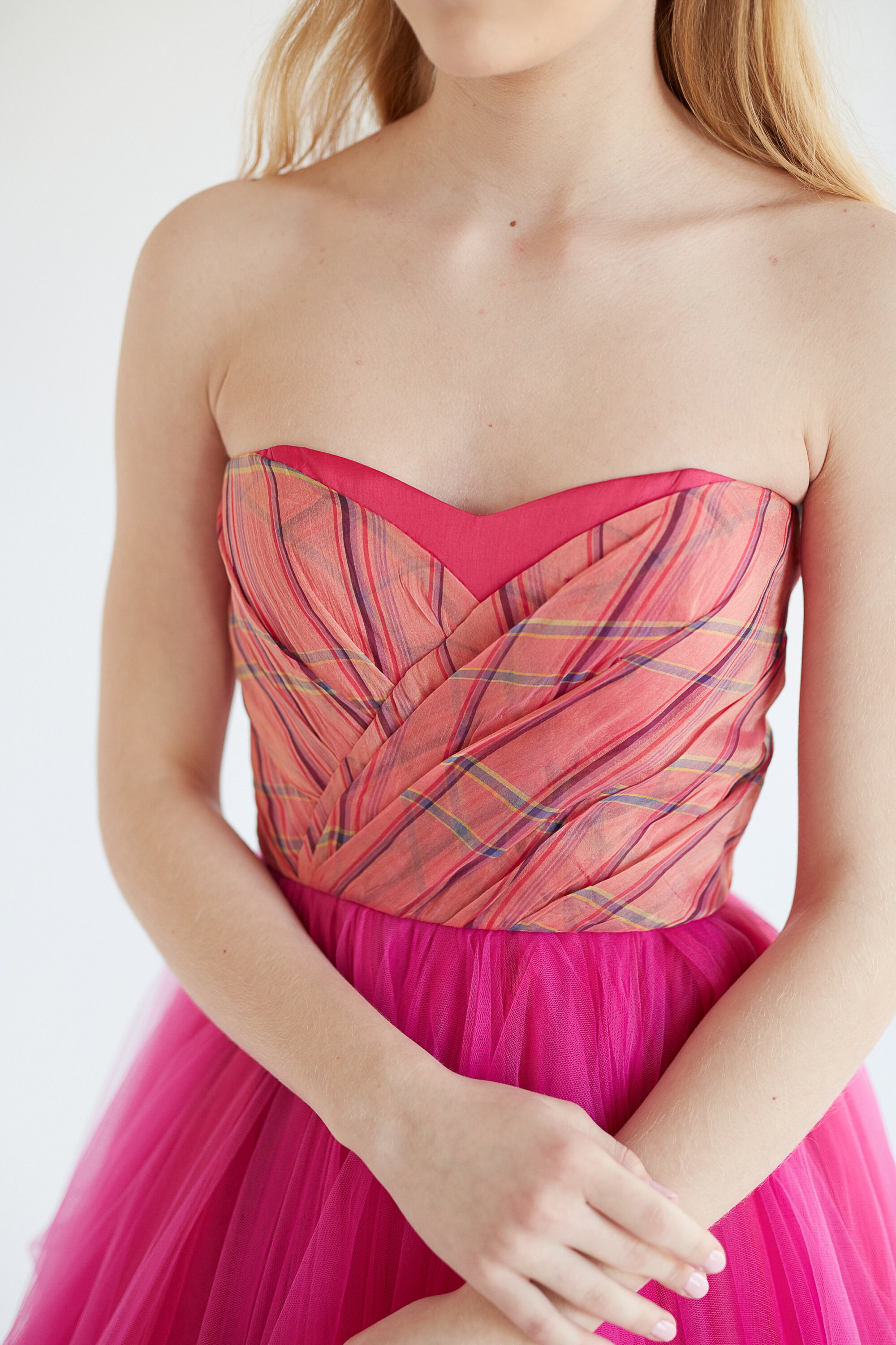 raspberry evening dress