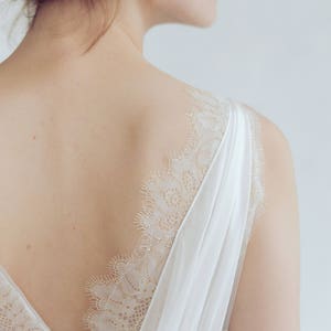 Silk wedding dress/ Amalthea/ Simple wedding gown, lace wedding dress, bohemian bridal gown, open back boho wedding dress image 8