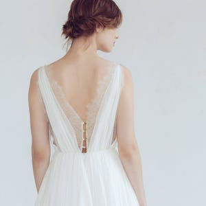 Silk wedding dress // Amalthea / Lace wedding gown, summer wedding dress, bohemian wedding, boho style dress, open back bridal gown image 7