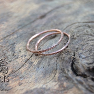 Minimalist Oxidized Copper Ring-Set of 3 Rustic Stackable Copper Ring