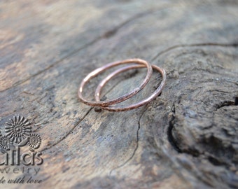 Minimalist Oxidized Copper Ring-Set of 3 Rustic Stackable Copper Ring