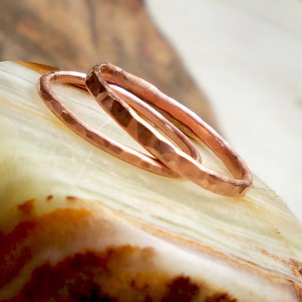 Copper Ring-Arthritis ring,Hammered Bright Copper Ring-Stackable Rings-Pure Copper Rings