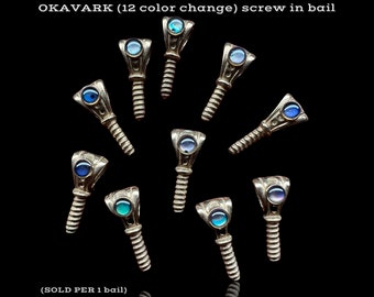 1 OKAVARK  screw in pendant bale / mood stone color change jewelry bail / brass bail / necklace bail / screw in bail / clay bail / bail
