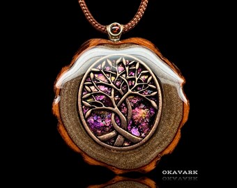 Tree of life pendant , wooden jewelry, wooden pendant, wood and resin pendant, gemstone jewelry festival fashion opal necklace organic