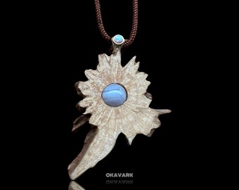 Okavark palo santo wooden blue lace agate  nature jewelry gemstone pendant rustic wedding rustic anniversary jewelry festival pendant boho