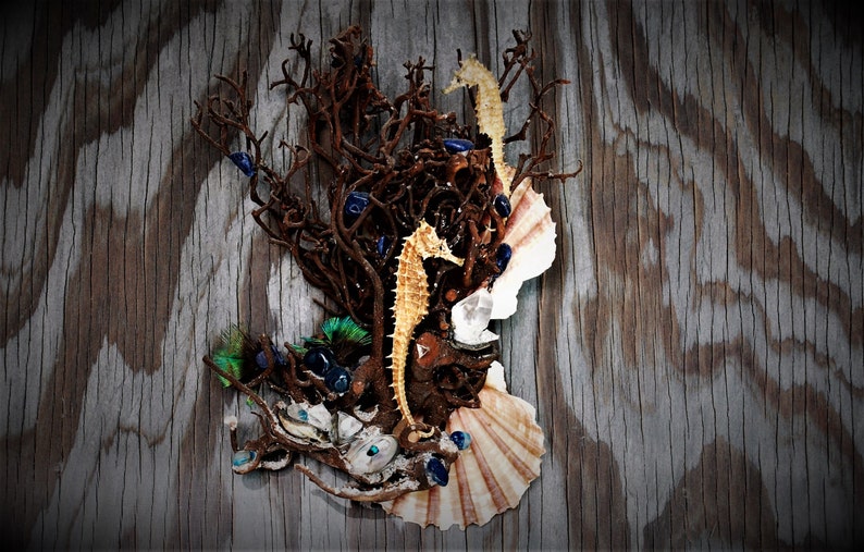 Seahorse Shells Sculpture Seahorse Nick-nack Home decor Artwork Collectibles