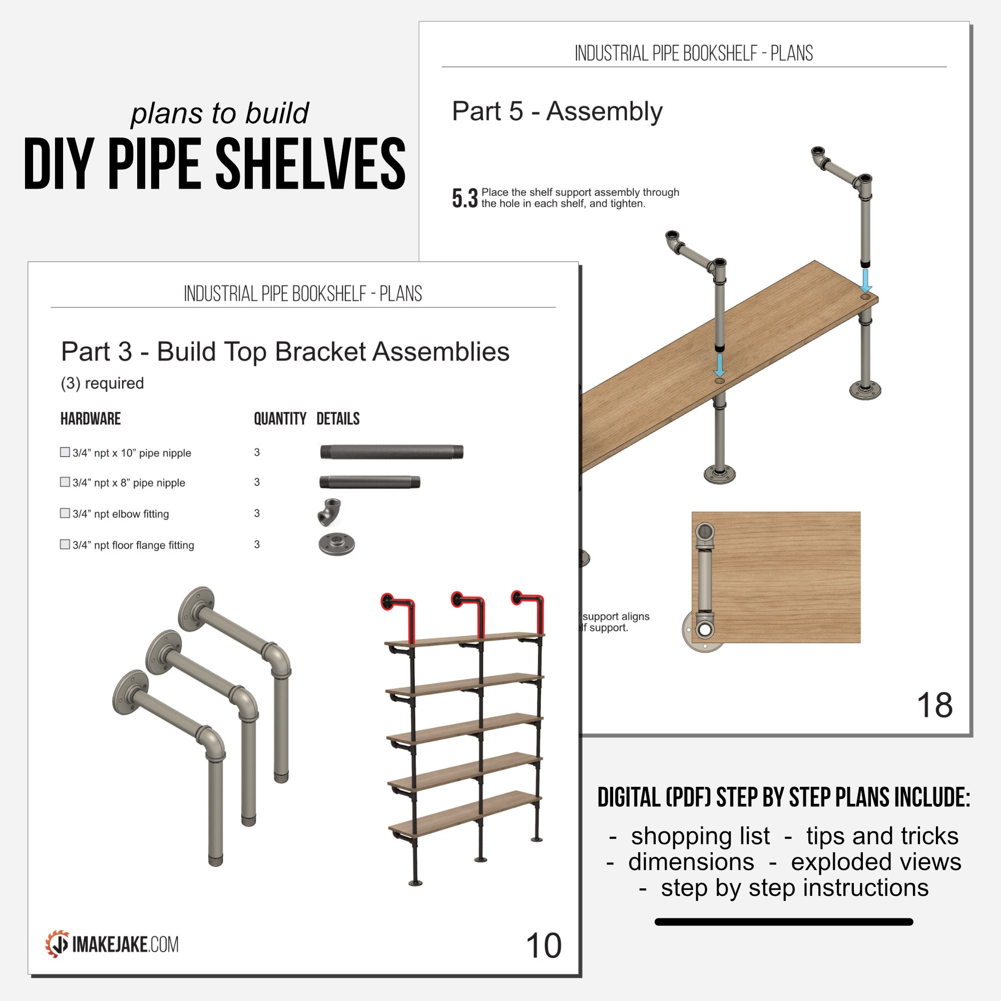 DIY Bookshelf Plans Black Pipe Industrial Wall Shelves Etsy
