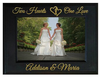 Personalized Gay WEDDING Frame, Female Couple Gift, Lesbian Wedding Gift, Gay wedding gift, Personalized wedding frame, LGBTQ+ gift