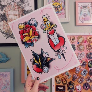 Traditional Cute Flash A4 Art Print