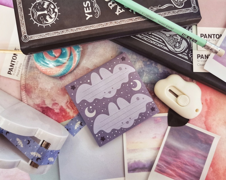 Pastel Goth Baby Bat Sticky Note Pad - Etsy