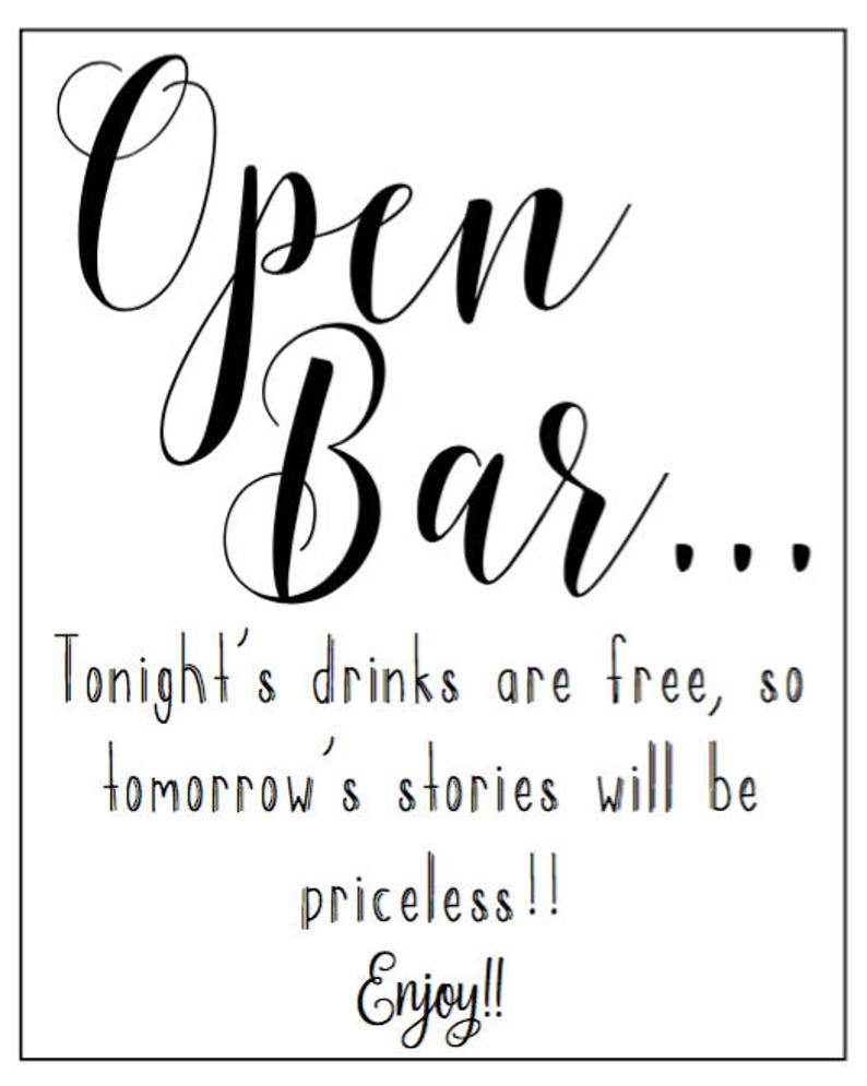 Open Bar Wedding Decor Wedding Bar Sign Funny Sign Etsy
