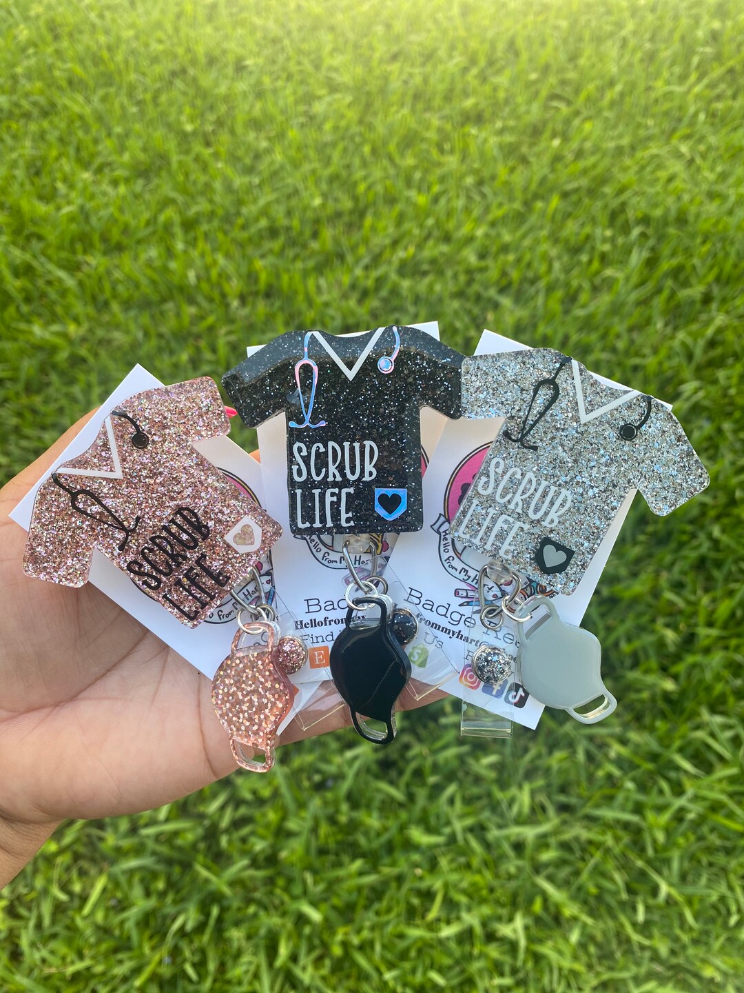 Scrub Top Badge Reel, Glitter Badge Reel, Scrub Badge Reel, Healthcare ...