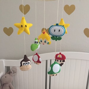 Baby Mobile, Super Mario Princess Peach Baby Mobile, Nursery Decor, Crib mobile Kids Room | Gift for Baby Shower New Baby Video Game Fans