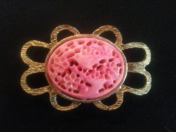 Stunning Asian Themed 1930's Coral colored Buckle