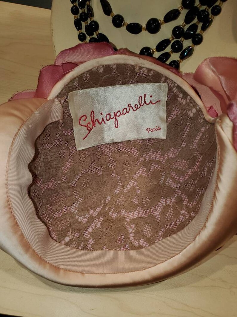 1950's Schiaparelli Pink Satin Floral Cocktail Hat... image 4
