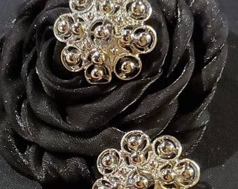 1960's Silvertone Clipback Snowflake Or Floral Monet Earrings...
