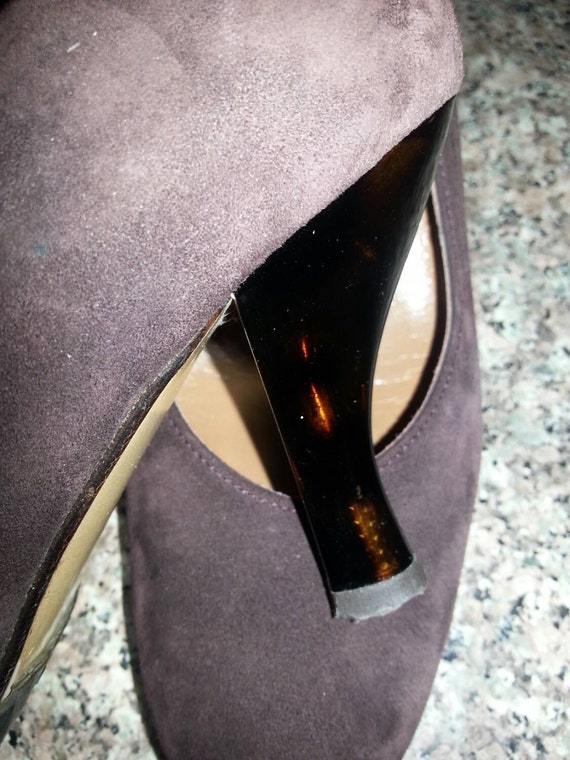 Vintage Salvatore Ferragamo Brown Suede Pumps Wit… - image 4