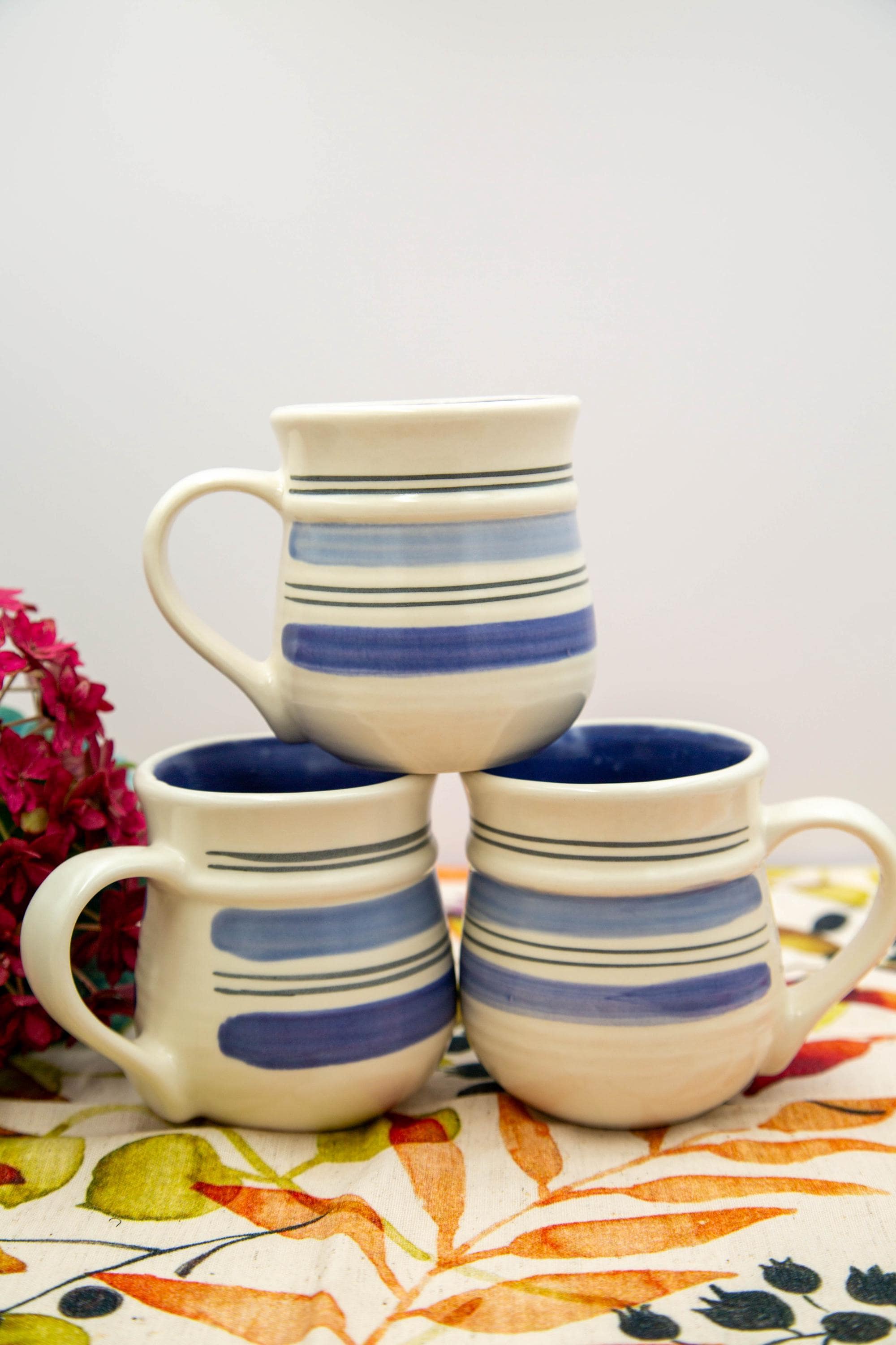 Blue striped mug - Etsy 日本