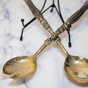 Silea Silverplated Salad Serving Spoon and Fork Set - 11&quot; Long - Made in France