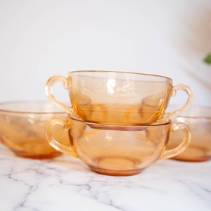 Set of 4 Marigold/ Peach Colored Glass/ Punch Cups/Tea Cups